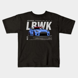 JDM car Nissan GTR R35 Blue Kids T-Shirt